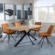 Bronx Industrial Oak Effect Dining Set with Spider Legs - Boden Orange Fabric Swivel Dining Chair