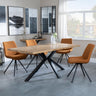Bronx Industrial Oak Effect Dining Set with Spider Legs - Boden Orange Fabric Swivel Dining Chair