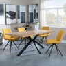 Bronx Industrial Oak Effect Dining Set with Spider Legs - Boden Yellow Fabric Swivel Dining Chair-2