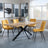 Ezra Oak Dining Set with Black Spider Legs - Corona Yellow Fabric Dining Chair-7
