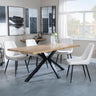 Bronx Industrial Oak Effect Dining Set with Spider Legs - Darwin Cream Fabric Dining Chair-2