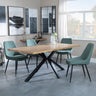 Bronx Industrial Oak Effect Dining Set with Spider Legs - Darwin Green Fabric Dining Chair-5
