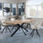 Bronx Industrial Oak Effect Dining Set with Spider Legs - Ion Beige Velvet Fabric Swivel Dining Chair