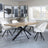 Ezra Oak Dining Set with Black Spider Legs - Ion Cream Boucle Teddy Fabric Swivel Dining Chair