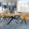 Ezra Oak Dining Set with Black Spider Legs - Ion Mustard Velvet Fabric Swivel Dining Chair-5