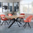 Bronx Industrial Oak Effect Dining Set with Spider Legs - Ion Orange Velvet Fabric Swivel Dining Chair-3