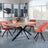 Ezra Oak Dining Set with Black Spider Legs - Ion Orange Velvet Fabric Swivel Dining Chair-4