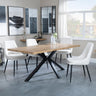 Ezra Oak Dining Set with Black Spider Legs - Peyton Cream Fabric Dining Chair