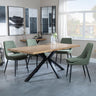 Ezra Oak Dining Set with Black Spider Legs - Peyton Green Fabric Dining Chair-4
