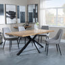Ezra Oak Dining Set with Black Spider Legs - Peyton Grey Fabric Dining Chair-2