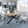 Bronx Industrial Oak Effect Dining Set with Spider Legs - Theo Grey Fabric Swivel Dining Chair