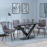 Maldon Black Ceramic Dining Set - Corona Camel Fabric Dining Chair-3