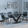 Maldon Black Ceramic Dining Set - Corona Light Grey Fabric Dining Chair-7