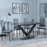 Maldon Black Ceramic Dining Set - Lido Dark Grey Fabric Dining Chair with Black Legs-4