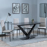 Maldon Black Ceramic Dining Set - Lido Sand Fabric Dining Chair with Black Legs-2