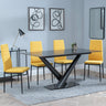 Maldon Black Ceramic Dining Set - Lido Yellow Fabric Dining Chair with Black Legs-5