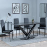 Maldon Black Ceramic Dining Set - Metro Black Leather Dining Chair with Black Legs-4
