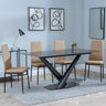 Maldon Black Ceramic Dining Set - Metro Cappuccino Leather Dining Chair with Black Legs