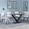 Maldon Grey Ceramic Dining Set - Corona Beige Fabric Dining Chair-3