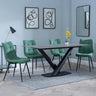 Maldon Grey Ceramic Dining Set - Corona Green Fabric Dining Chair-6