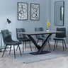 Maldon Grey Ceramic Dining Set - Corona Light Grey Fabric Dining Chair-7
