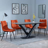 Maldon Grey Ceramic Dining Set - Corona Orange Fabric Dining Chair-2