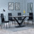 Maldon Grey Ceramic Dining Set - Lido Black Fabric Dining Chair with Black Legs