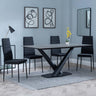 Maldon Grey Ceramic Dining Set - Lido Black Fabric Dining Chair with Black Legs