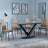 Maldon Grey Ceramic Dining Set - Metro Cappuccino Leather Dining Chair with Black Legs-2