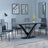 Maldon Grey Ceramic Dining Set - Metro Grey Leather Dining Chair with Black Legs-3