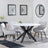 Novara White Ceramic 4 Seater Round Dining Set - 4 Ace Beige Fabric Swivel Dining Chair-2