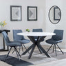 Novara White Ceramic 4 Seater Round Dining Set - 4 Boden Dark Grey Fabric Swivel Dining Chair-5