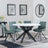 Novara White Ceramic 4 Seater Round Dining Set - 4 Boden Green Fabric Swivel Dining Chair-4