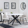 Novara White Ceramic 4 Seater Round Dining Set - 4 Corona Beige Fabric Dining Chair-2