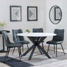 Novara White Ceramic 4 Seater Round Dining Set - 4 Corona Light Grey Fabric Dining Chair-7