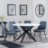 Novara White Ceramic 4 Seater Round Dining Set - 4 Darwin Dark Grey Fabric Dining Chair-5