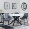 Novara White Ceramic 4 Seater Round Dining Set - 4 Darwin Grey Fabric Dining Chair-6