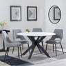Novara White Ceramic 4 Seater Round Dining Set - 4 Peyton Grey Fabric Dining Chair-2