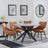 Novara Grey Ceramic 4 Seater Round Dining Set - 4 Ace Orange Fabric Swivel Dining Chair