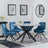 Novara Grey Ceramic 4 Seater Round Dining Set - 4 Arctic Blue Velvet Fabric Swivel Dining Chair