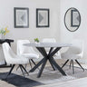 Novara Grey Ceramic 4 Seater Round Dining Set - 4 Arctic Cream Velvet Fabric Swivel Dining Chair-4