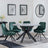 Novara Grey Ceramic 4 Seater Round Dining Set - 4 Arctic Green Velvet Fabric Swivel Dining Chair-2