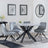 Novara Grey Ceramic 4 Seater Round Dining Set - 4 Arctic Grey Velvet Fabric Swivel Dining Chair-3