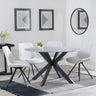 Novara Grey Ceramic 4 Seater Round Dining Set - 4 Boden Cream Fabric Swivel Dining Chair-3