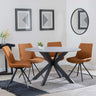 Novara Grey Ceramic 4 Seater Round Dining Set - 4 Boden Orange Fabric Swivel Dining Chair-4