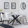 Novara Grey Ceramic 4 Seater Round Dining Set - 4 Darwin Cream Fabric Dining Chair-2
