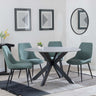 Novara Grey Ceramic 4 Seater Round Dining Set - 4 Darwin Green Fabric Dining Chair-5