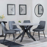 Novara Grey Ceramic 4 Seater Round Dining Set - 4 Darwin Grey Fabric Dining Chair-6