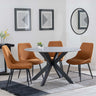 Novara Grey Ceramic 4 Seater Round Dining Set - 4 Darwin Orange Fabric Dining Chair-4