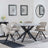 Novara Grey Ceramic 4 Seater Round Dining Set - 4 Ion Beige Velvet Fabric Swivel Dining Chair-2